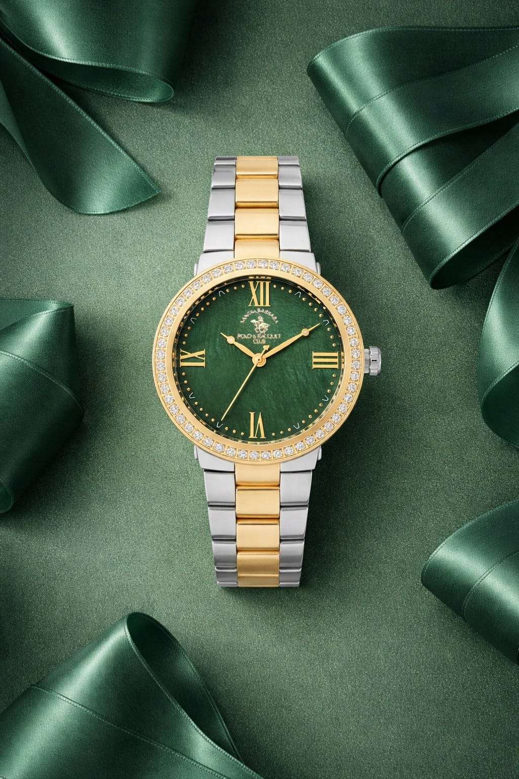 SANTA BARBARA POLO & RACQUET CLUB GREEN DIAL WATCH SB POLOCLUB 1105534