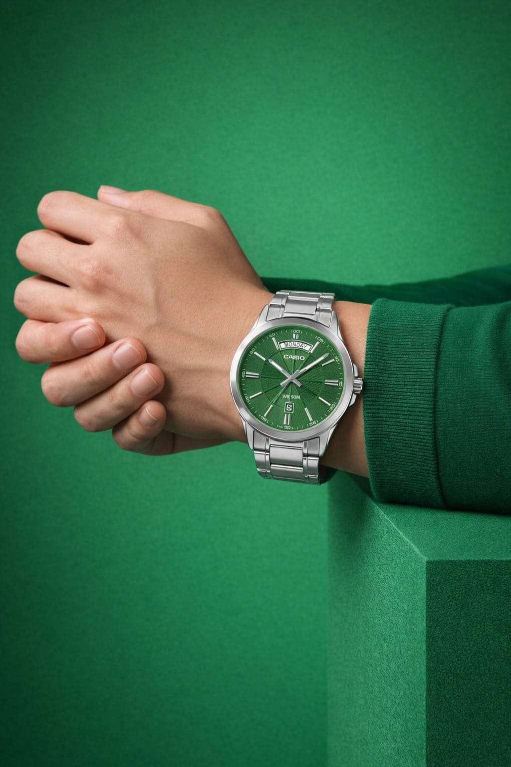 CASIO MTP1381D-3A GREEN DIAL