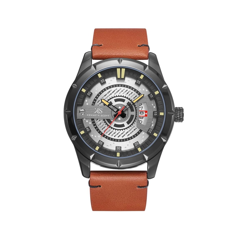 KENNETH SCOTT K22006-BLEB MEN'S ANALOG LEATHER WATCH