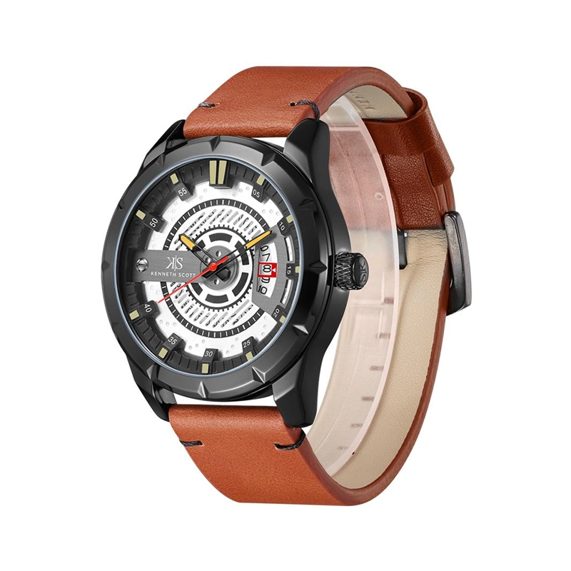 KENNETH SCOTT K22006-BLEB MEN'S ANALOG LEATHER WATCH - Image 2